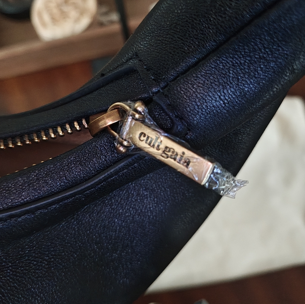 Cult Gaia Black Mini Hobo Bag with Gold Handle. - Picture 8 of 16